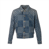 Louis Vuitton x NIGO Cotton Denim Jacket 46  Navy HJA10WUZC Giant Damier Waves Monogram