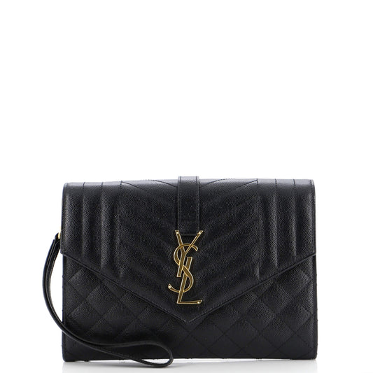 Classic Monogram Envelope Wristlet Clutch Mixed Matelasse Leather