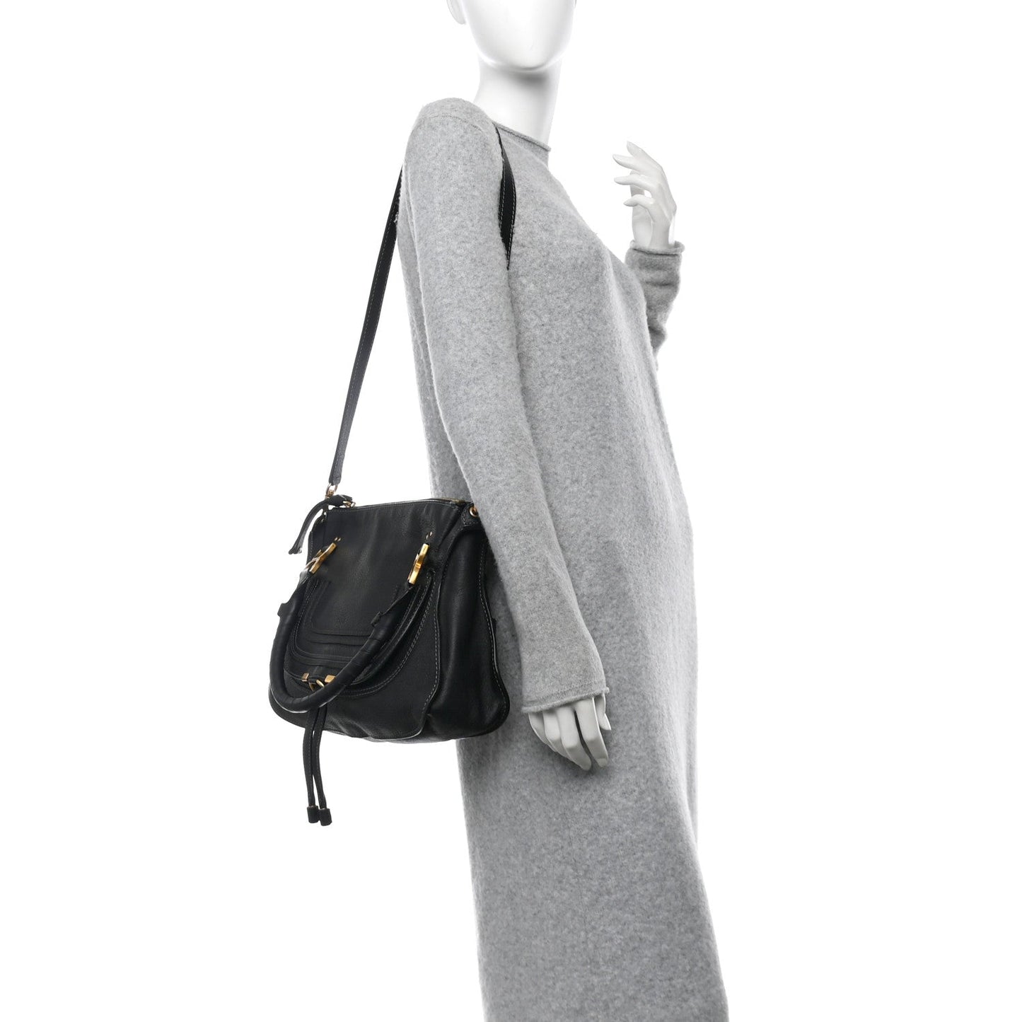 Amelia Calfskin Medium Marcie Satchel Black