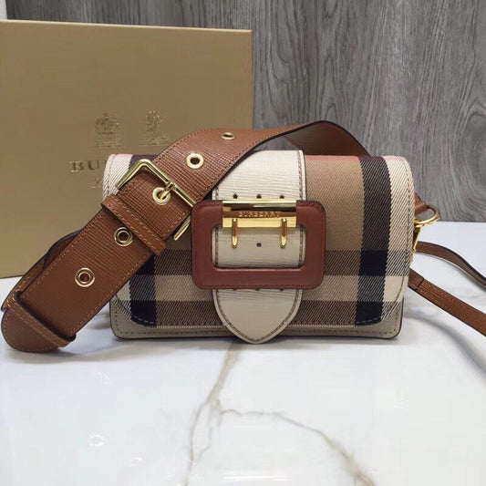 B-Berry - BB  The Small Buckle Bag In House Check Beige For Women, Bags 7.5in/19cm