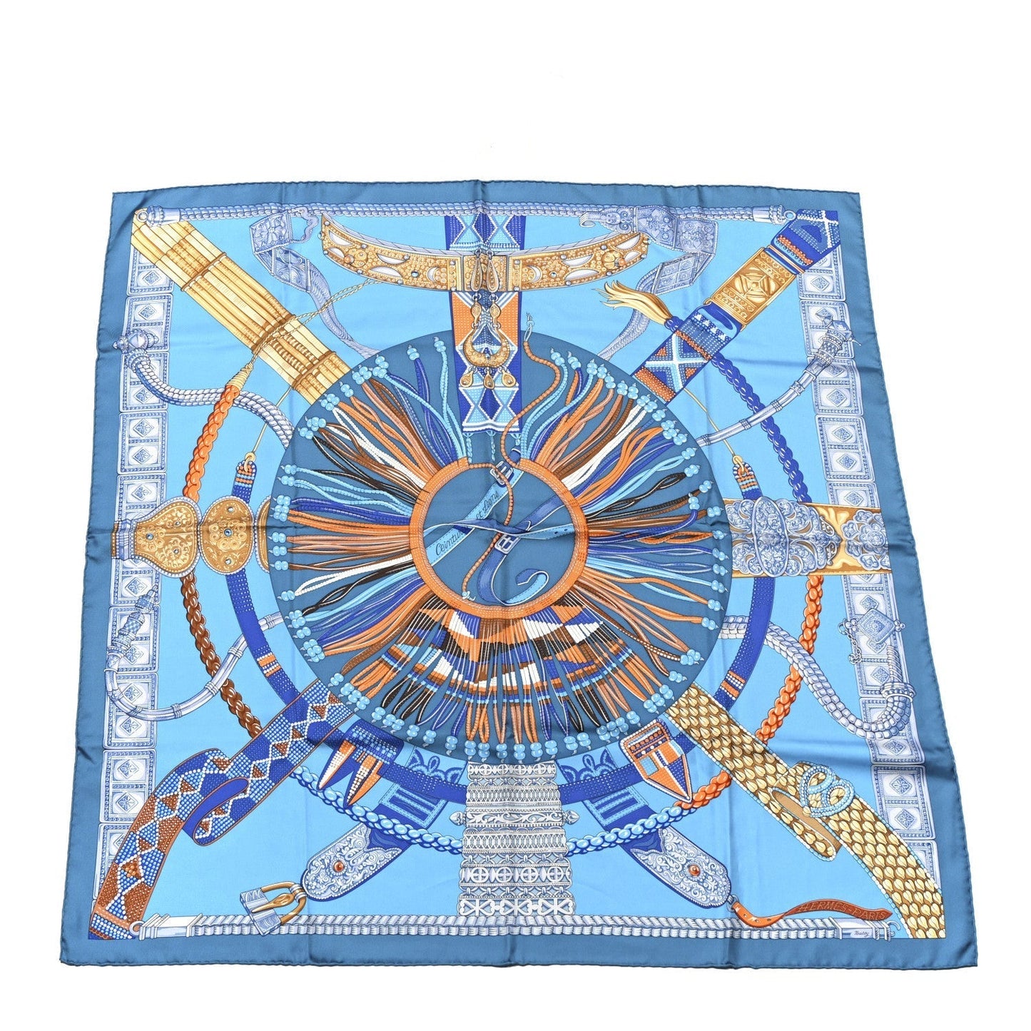 Amelia Silk Ceintures et Liens Scarf 90 Blue Orange