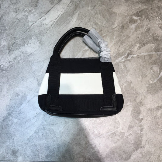 BLN-Ciaga Navy Small Cabas Tote Bag In Black And White, For Women,  Bags 18.5in/47Amelia