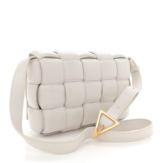 Bottega Veneta Nappa Maxi Intreccio Padded Cassette Crossbody Bag Chalk