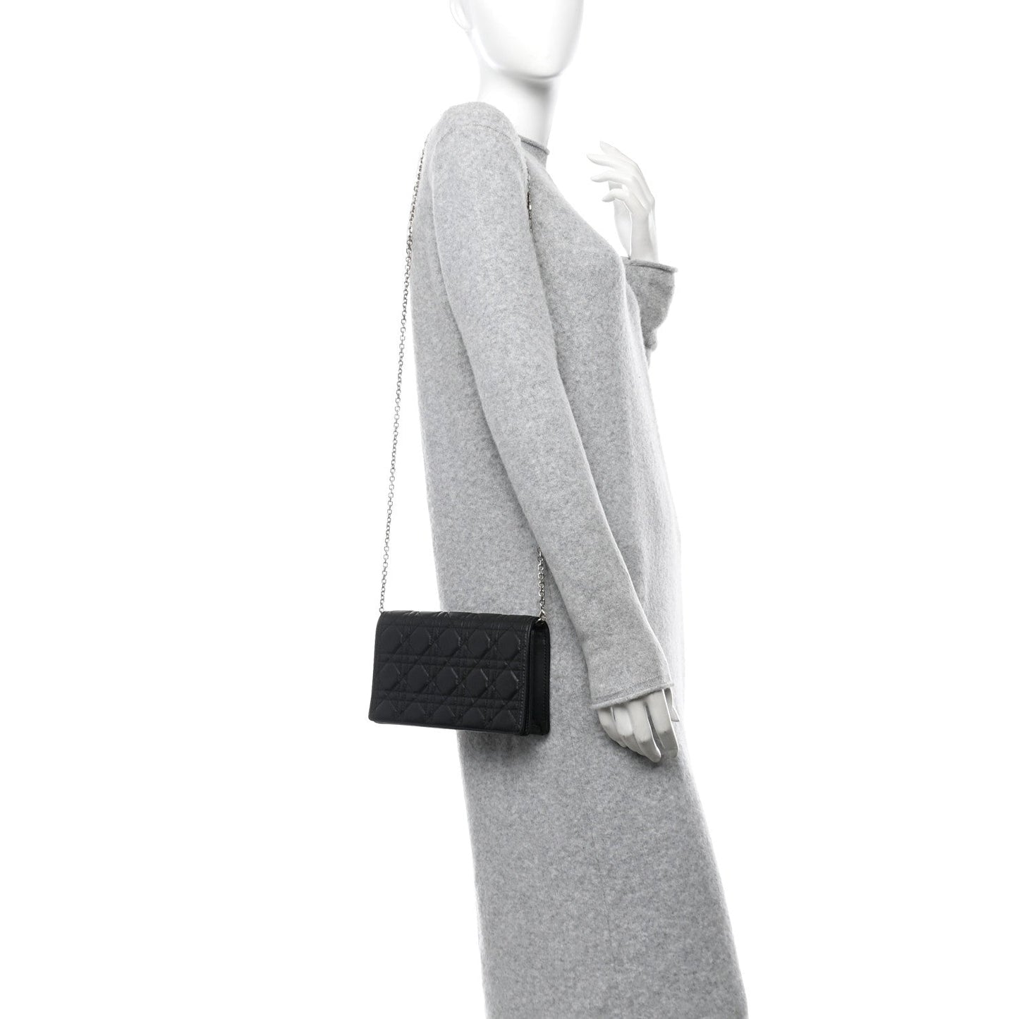 Christian Dior Lambskin Cannage Lady Dior Pouch Black