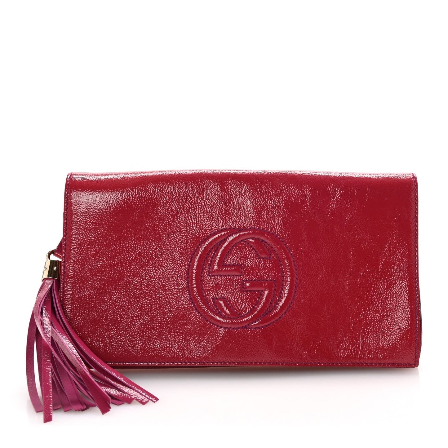 Amelia Soft Patent Medium Soho Clutch Bright Bougainvillea