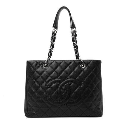 Amelia Caviar Quilted Grand Shopping Tote GST Black