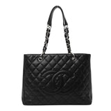 Amelia Caviar Quilted Grand Shopping Tote GST Black