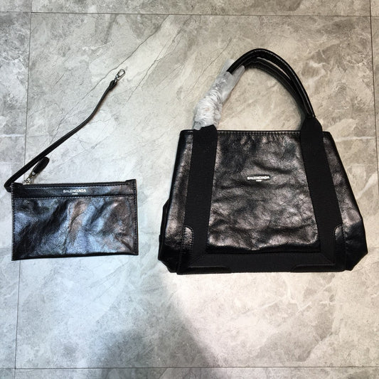 BLN-Ciaga Navy Small Cabas Tote Bag In Black, For Women,  Bags 18.5in/47cm