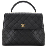 CHANEL   Classic Top Handle Flap Bag Quilted Caviar Jumbo
