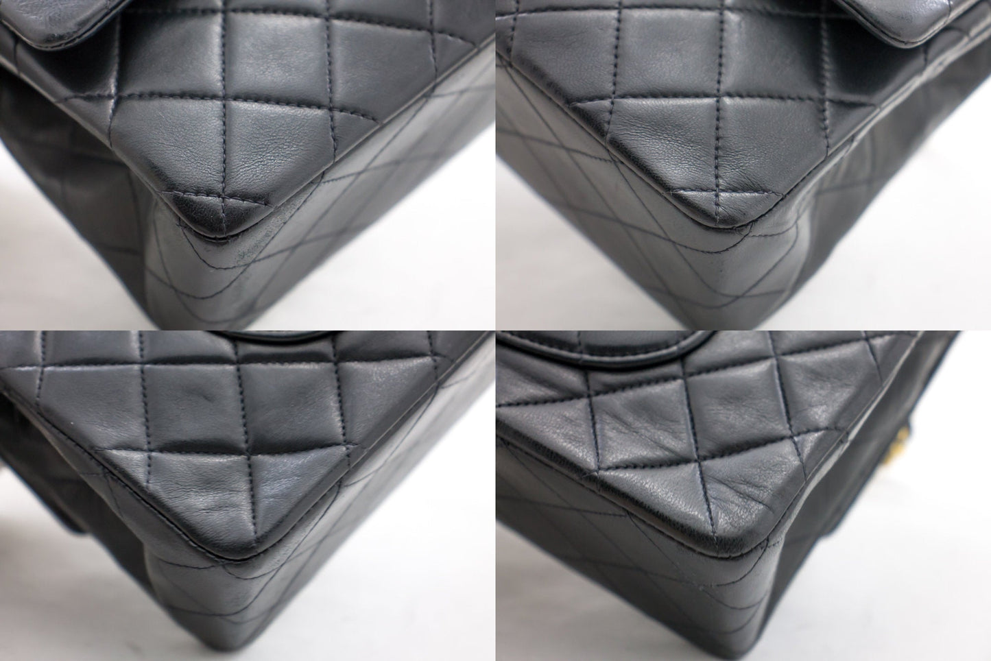 CHANEL 2.55 Double Flap Medium Chain Shoulder Bag Black Lambskin