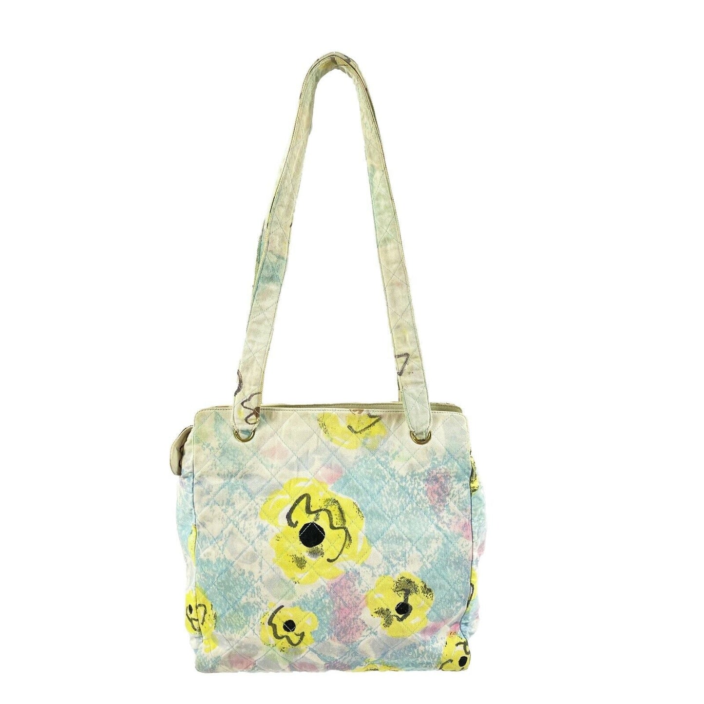 CHANEL -   1990's Graphic Multicolor Medium Camellia Print Shoulder Bag