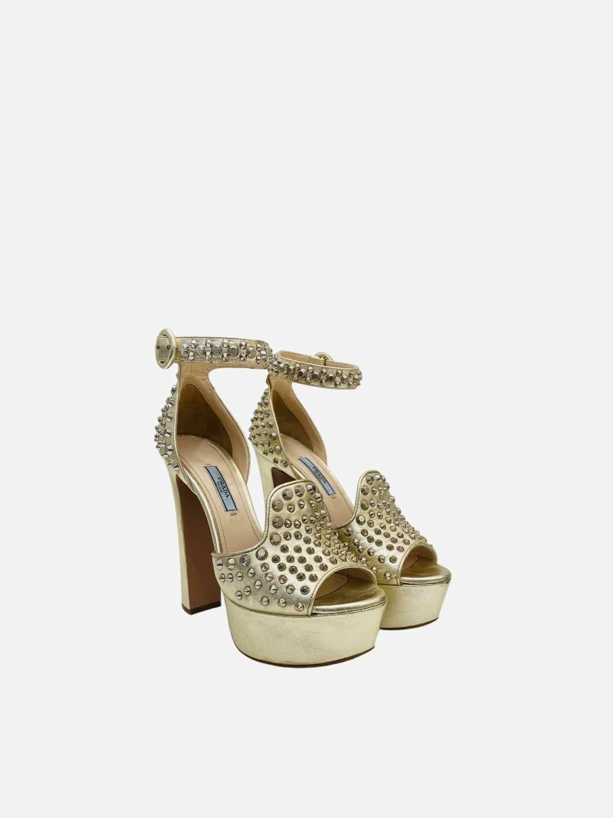 PRADA Gold Size EU 36 Heeled Sandals