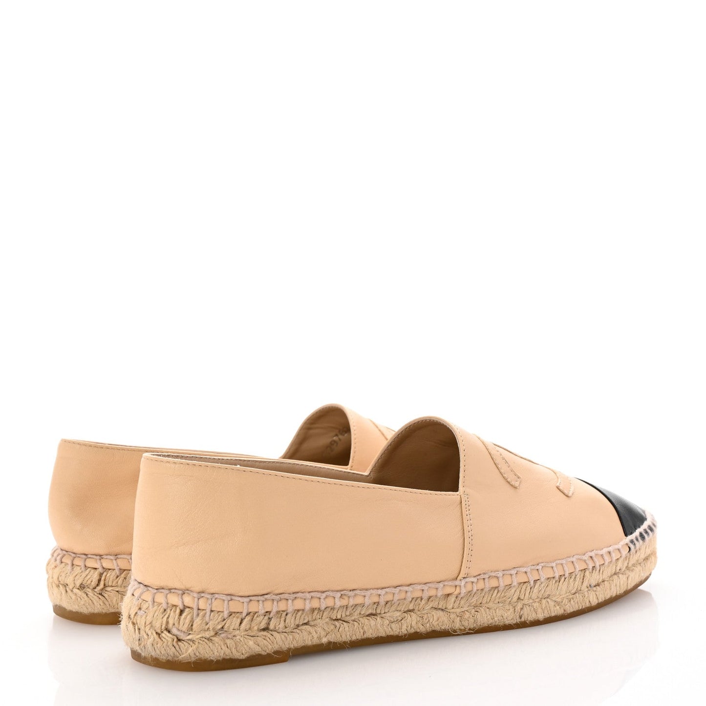 Amelia Lambskin CC Espadrilles 40 Beige Black
