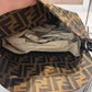 Fendi Zucchino Double Flap Baguette Shoulder Bag, Brown Canvas & Leather