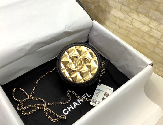 CHL - Round Sling Bag Gold Toned For Women 4.7in/12cm