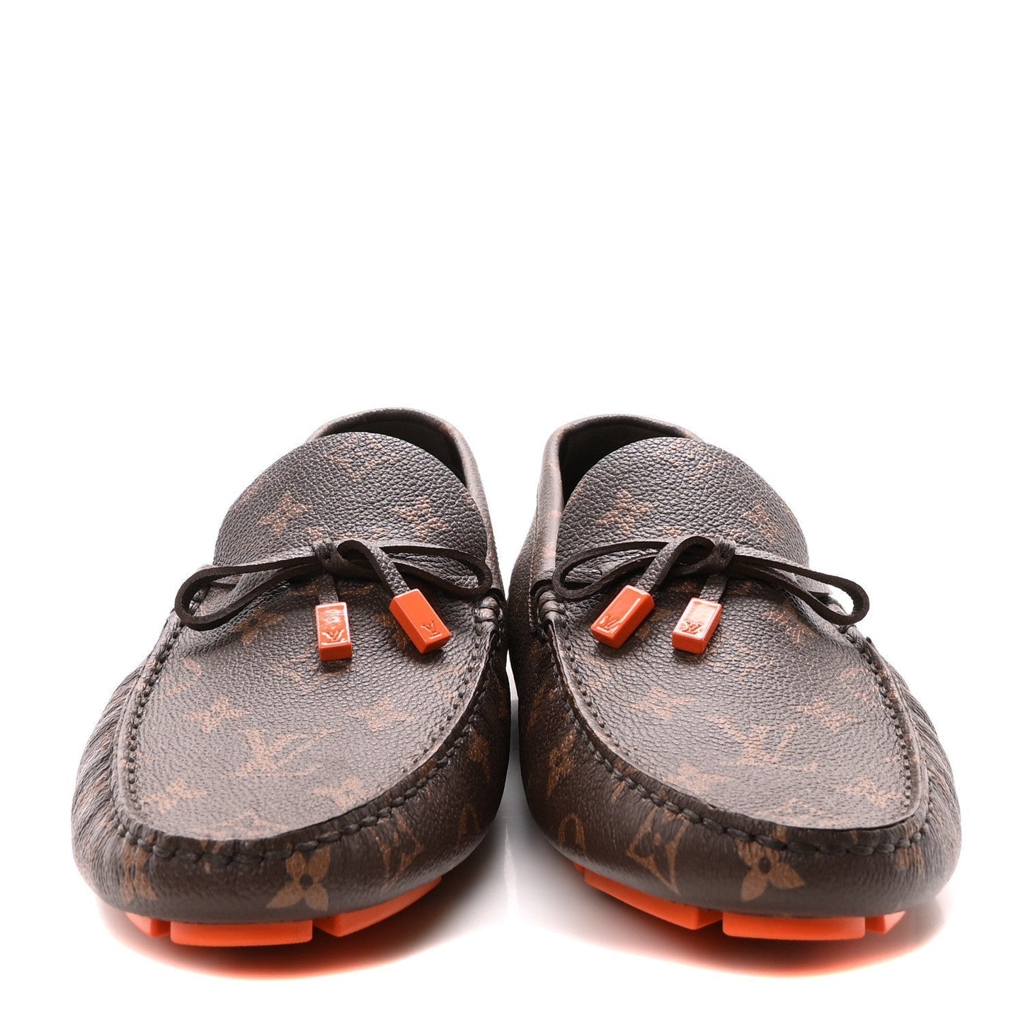 Louis Vuitton Monogram Macassar LV Driver Moccasin Loafers Orange