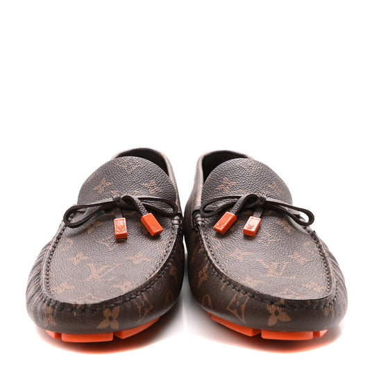Louis Vuitton Monogram Macassar LV Driver Moccasin Loafers Orange