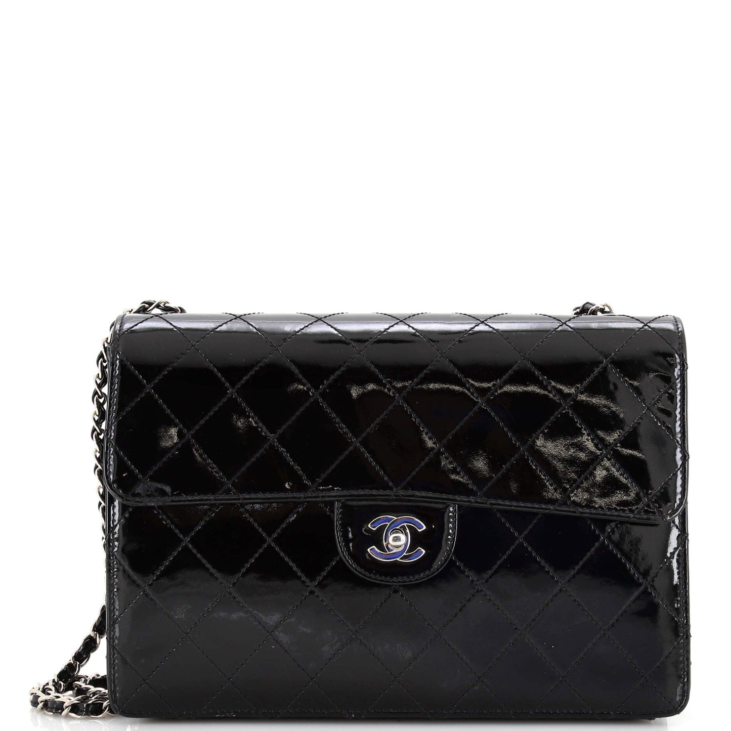 CHANEL   Classic Single Flap Bag Stitched Patent Medium