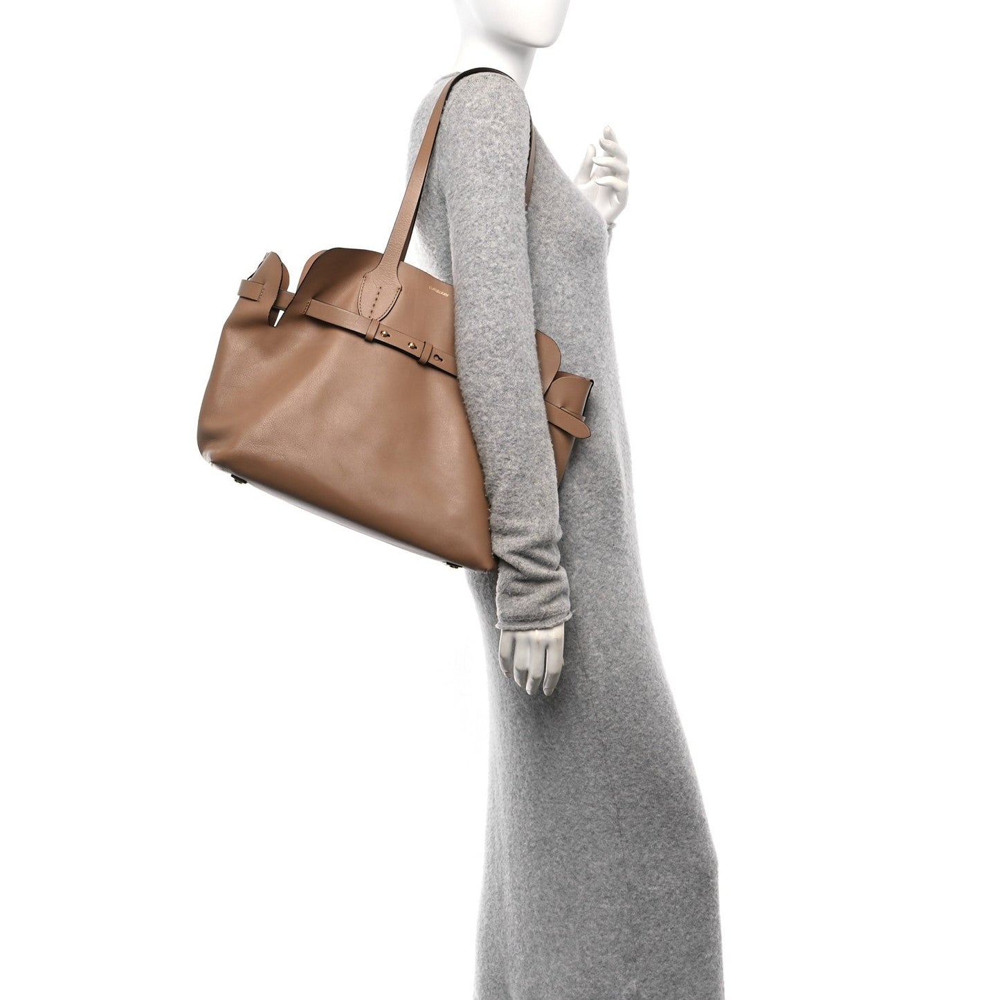 Amelia Soft Smooth Calfskin Medium Tote Limestone