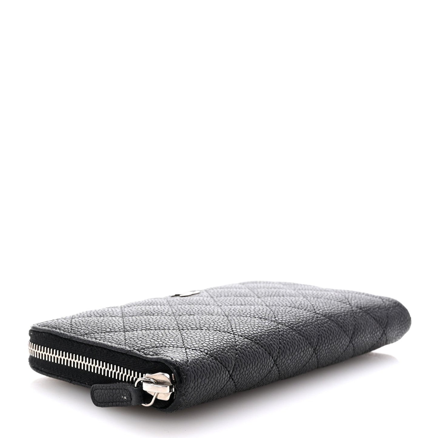 Amelia Caviar Quilted Large Gusset Zip Around Wallet Black