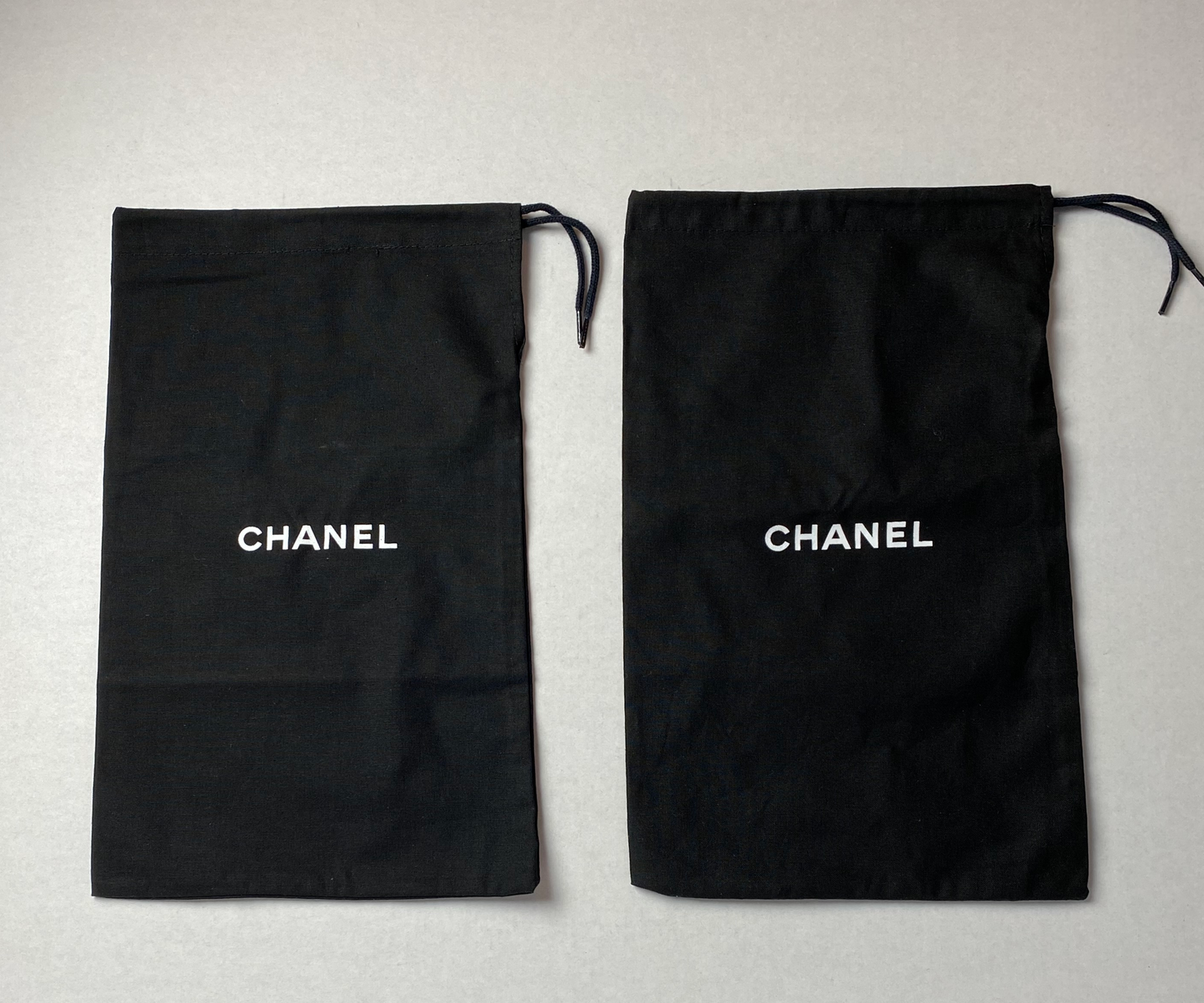 100% Auth Chanel Set of Two Black Shoe/ Small Bag/ Wallet Dust Bags 12.75"x 7.75"
