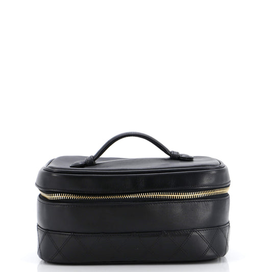 CHANEL Zip Around Top Handle Jewelry Case Quilted Lambskin Small