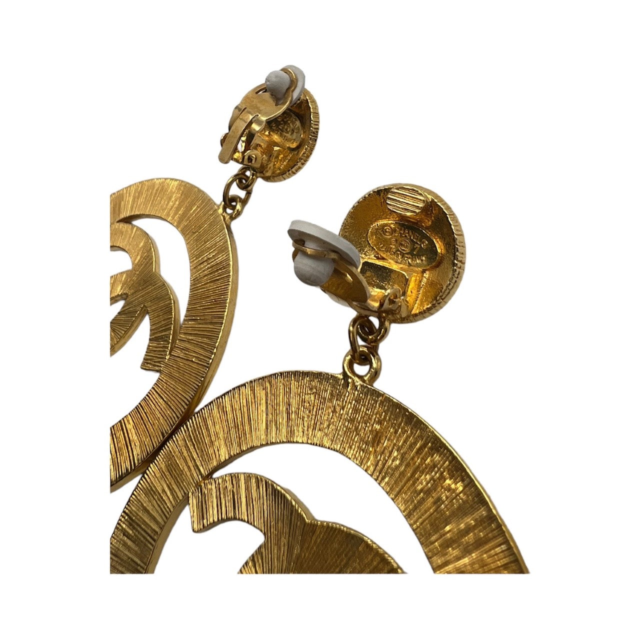 Chanel   Textured CC Drop Earrings