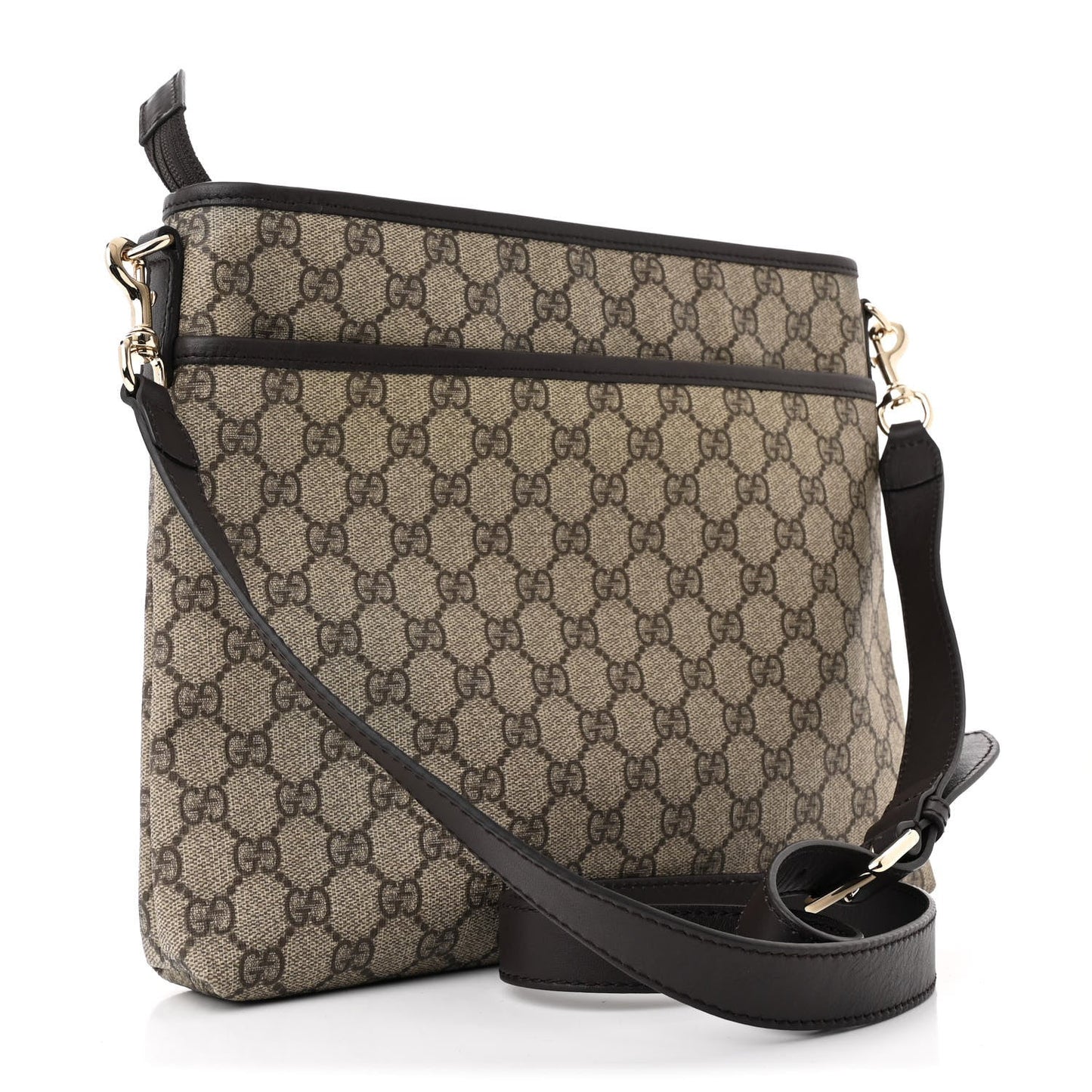 Amelia GG Plus Monogram Medium Flat Messenger Bag Dark Brown