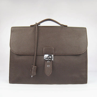 Luxury Hermes Briefcases 2813 Unisex Briefcase Coffee