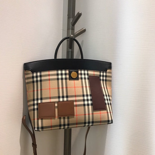 B-Berry - BB  Small Vintage Check Society Top Handle Bag For Women, Bags 14.6in/37cm
