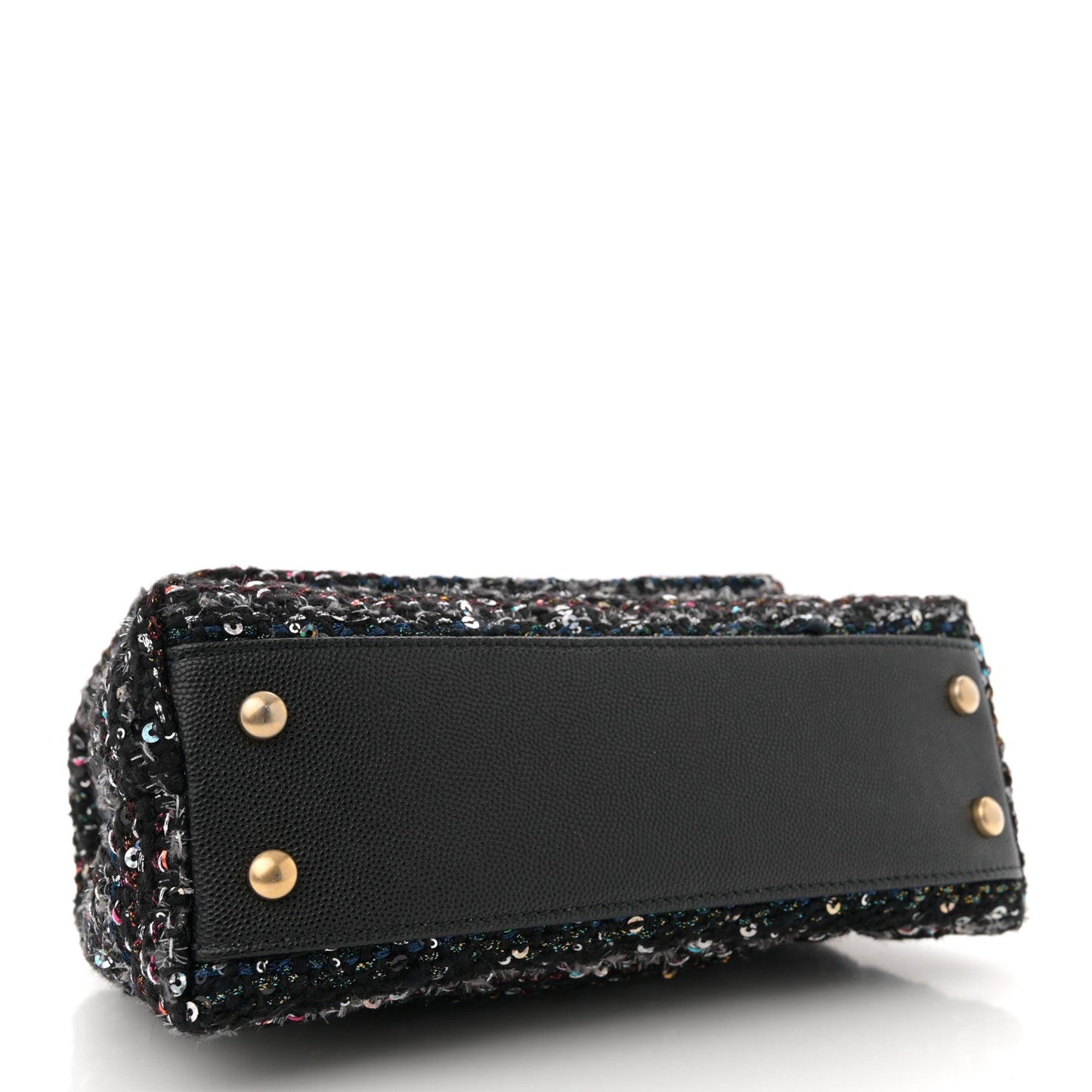 Amelia Tweed Sequin Mini Coco Handle Flap Black