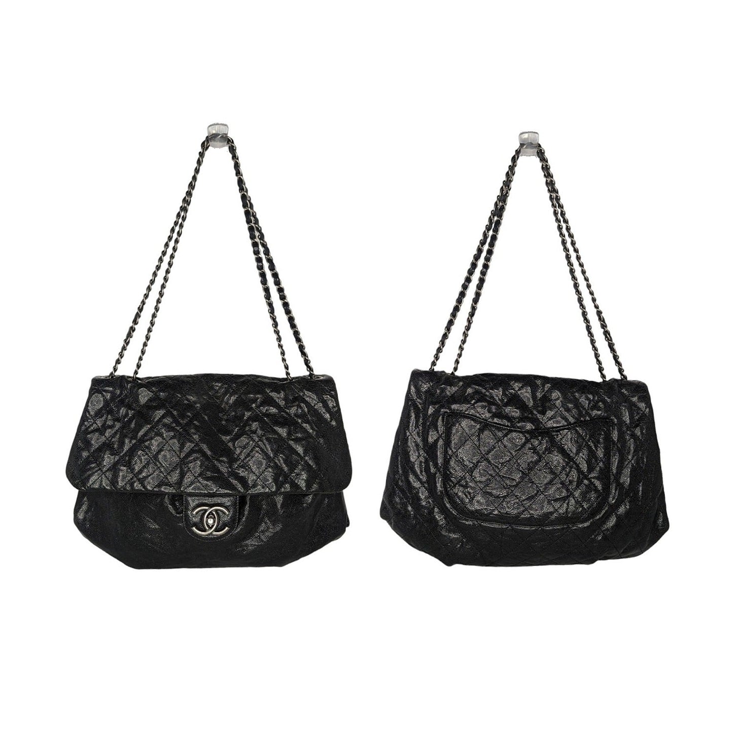 Chanel Elastic CC Flap Bag Glazed Caviar Hobo Shoulder Bag