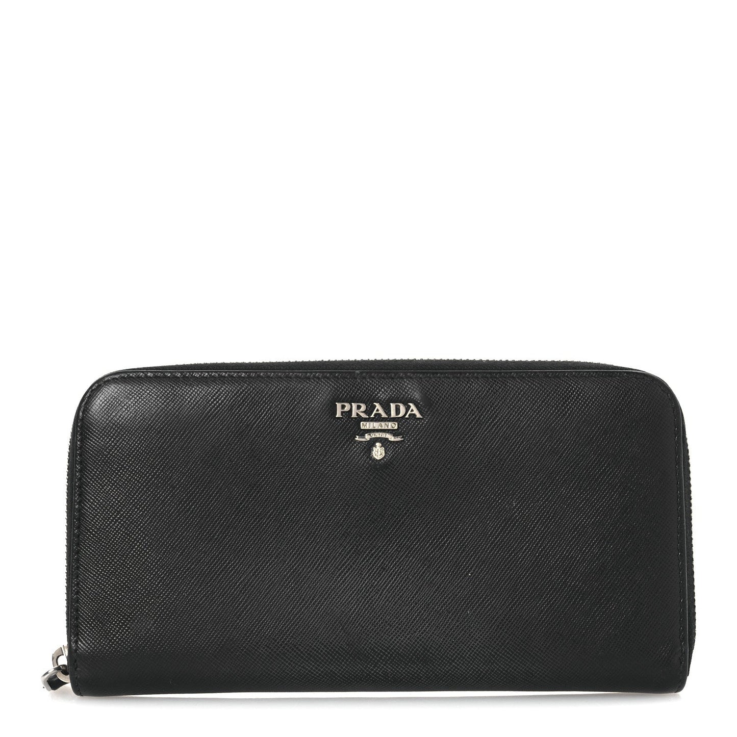 Prada Saffiano Metal Zip Around Wallet Black
