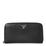 Prada Saffiano Metal Zip Around Wallet Black