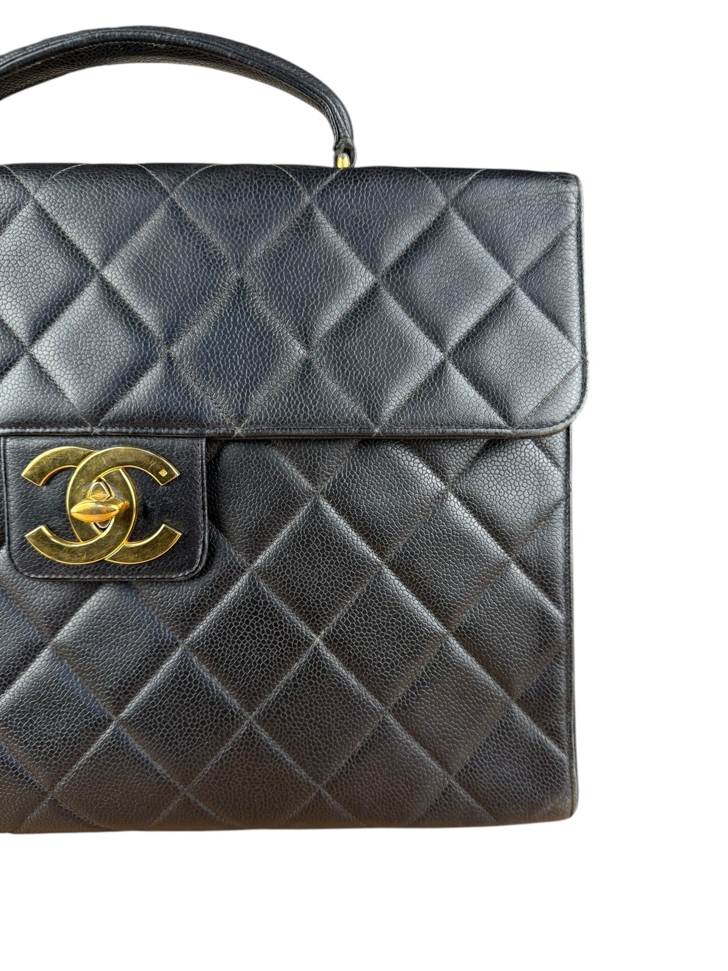 Chanel Black Caviar Leather Briefcase 1992