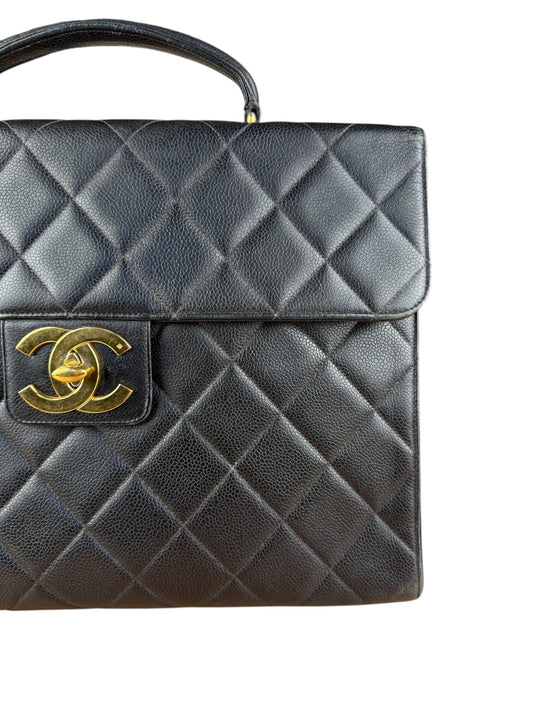 Chanel Black Caviar Leather Briefcase 1992