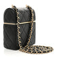 Amelia Lambskin Quilted Small Box With Chain Black