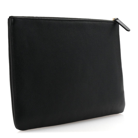 Amelia Caviar Studded Medium Deauville Pouch Black