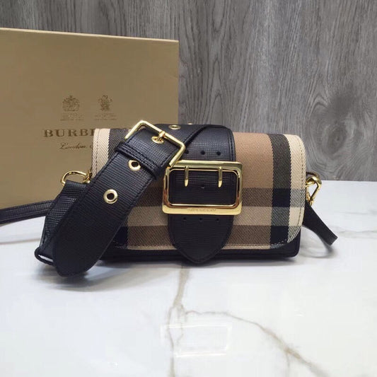 B-Berry - BB  The Small Buckle Bag In House Check Black For Women, Bags 7.5in/19cm