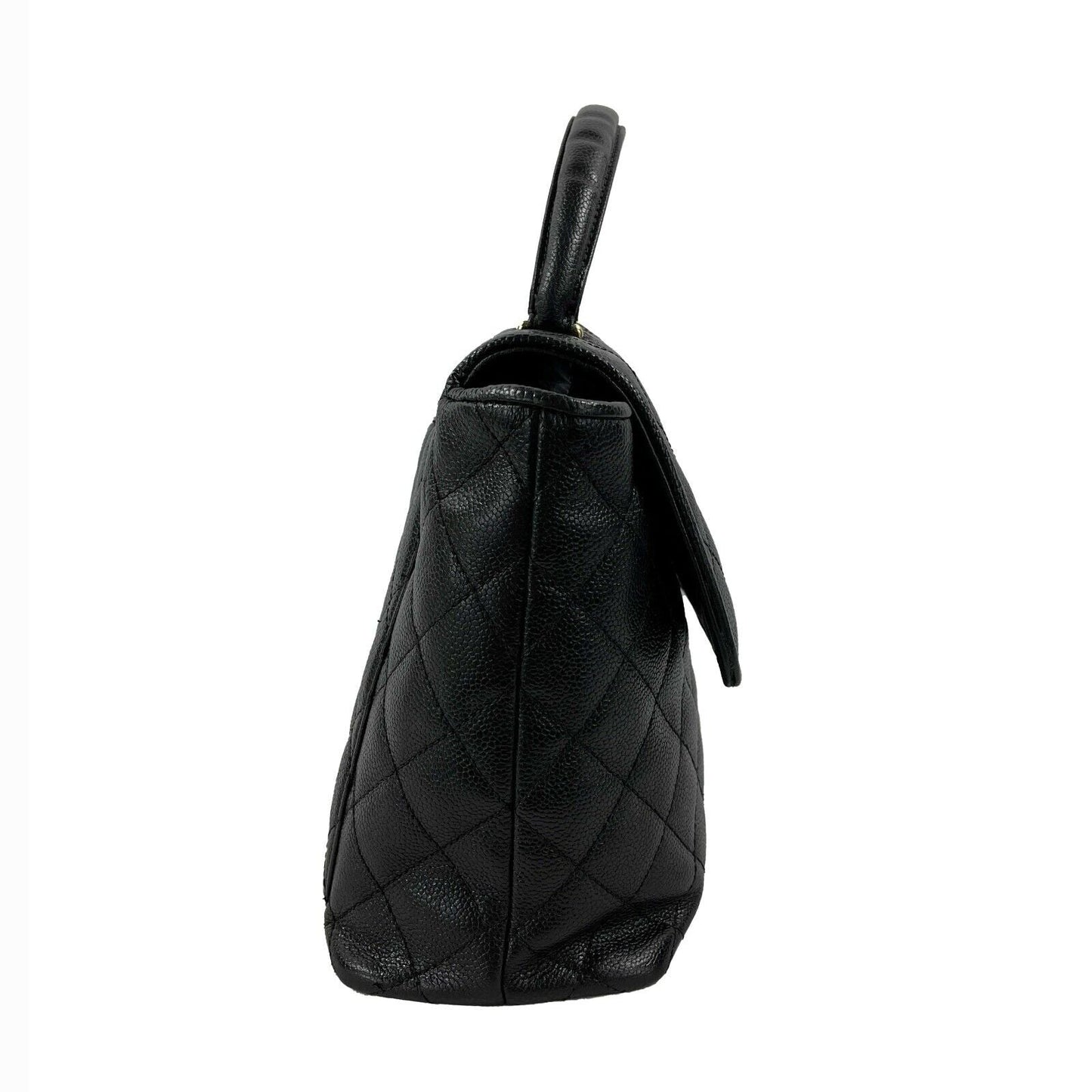 CHANEL   Large Quilted CC Caviar Kelly Flap Bag - Top Handle