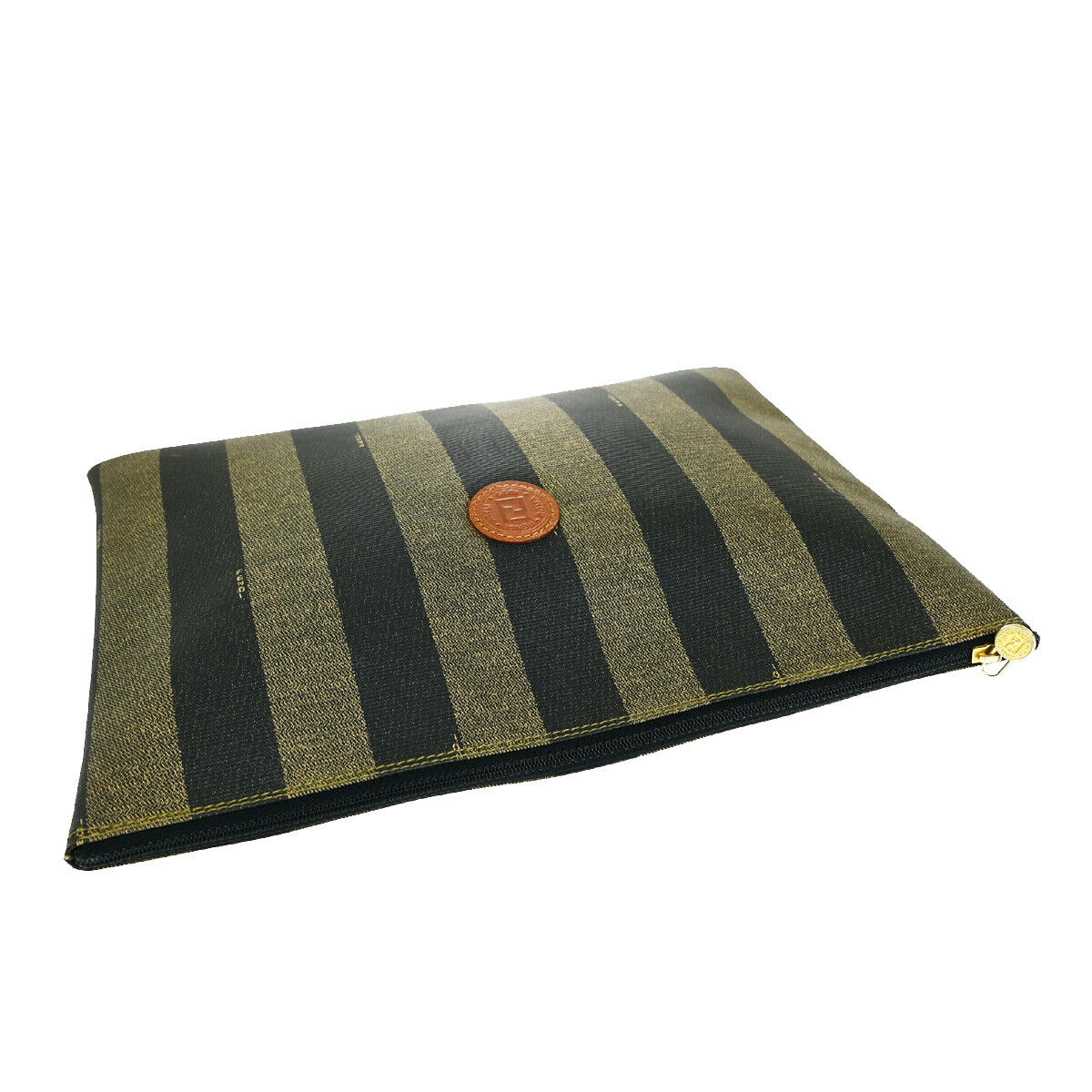 Fendi Pequin  Canvas Clutch Bag