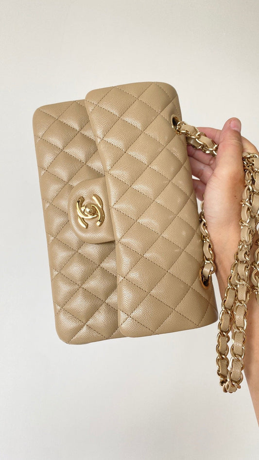 CHL - Small Classic Handbag Beige For Women Bags 9.1in/23cm