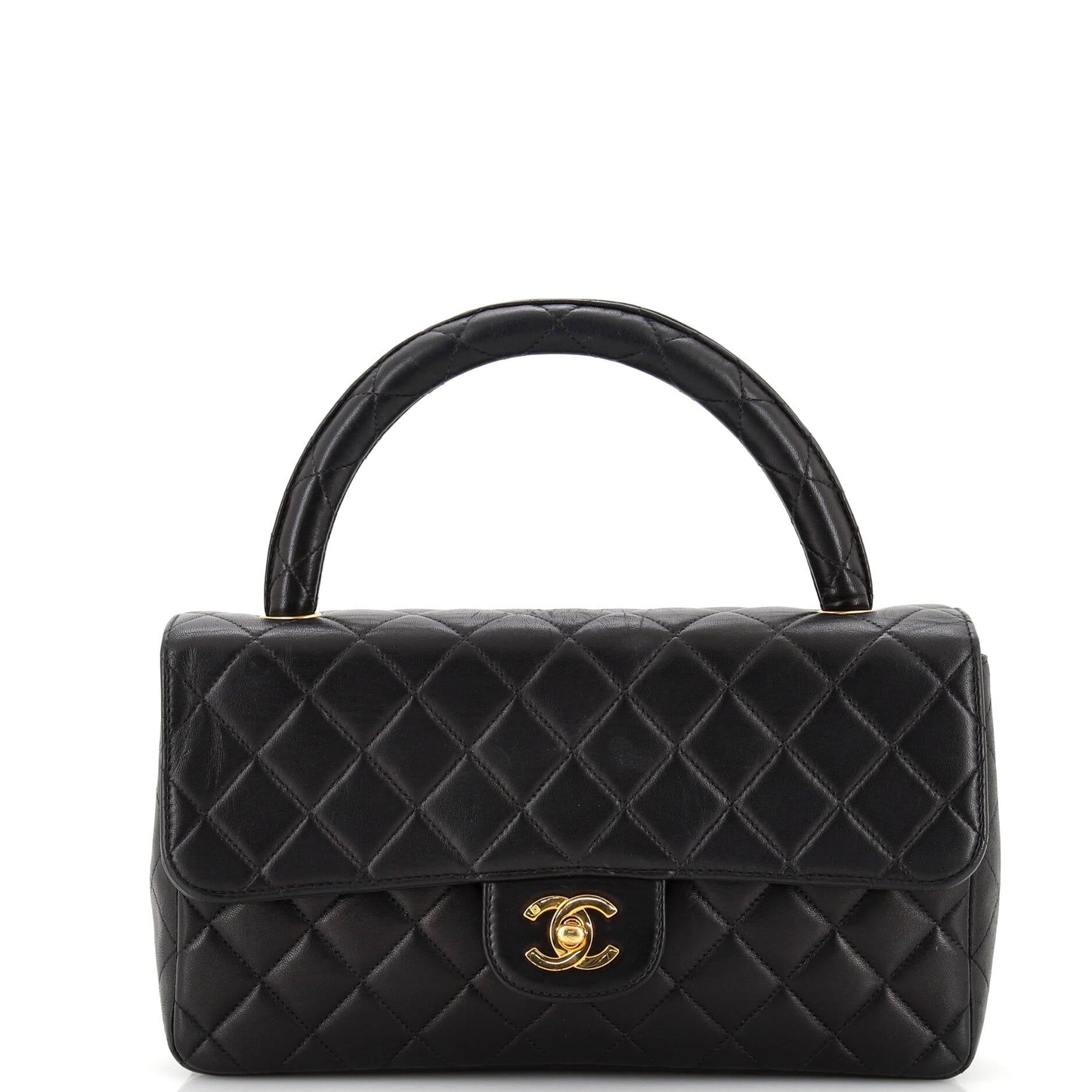 CHANEL   Twin Top Handle Flap Bag Quilted Lambskin Medium