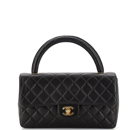 CHANEL   Twin Top Handle Flap Bag Quilted Lambskin Medium