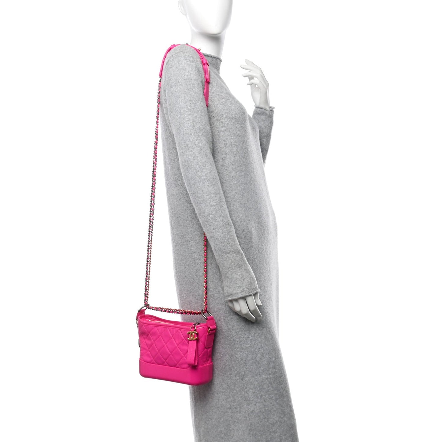 Amelia Goatskin Quilted Small Gabrielle Hobo Pink