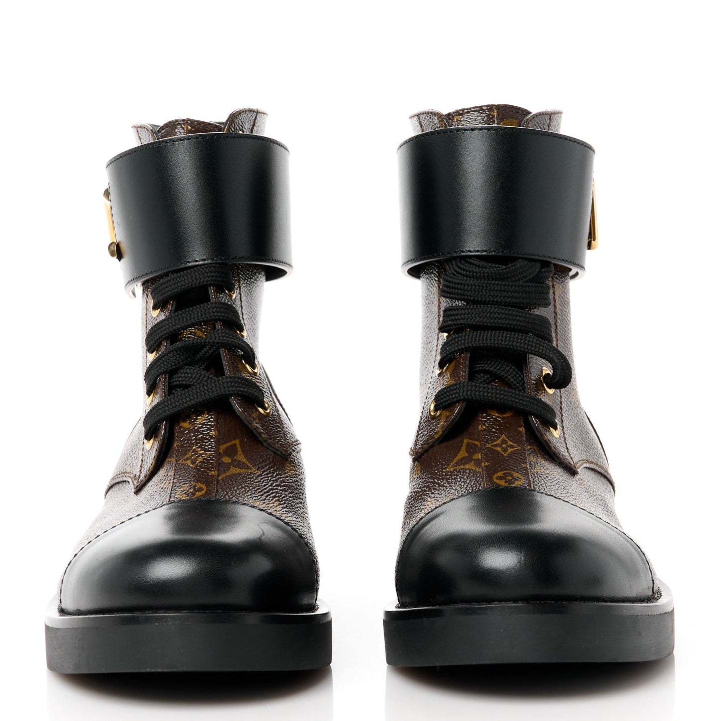 Louis Vuitton Calfskin Monogram Wonderland Flat Ranger Boots 37 Black