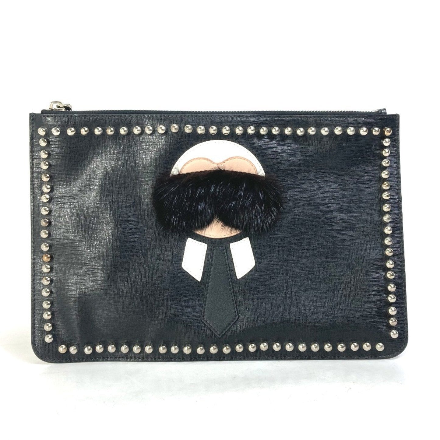 Fendi   Leather Fur Clutch Bag Pouch (Pre-Owned)