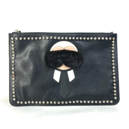Fendi   Leather Fur Clutch Bag Pouch (Pre-Owned)