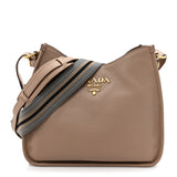 Prada Vitello Daino Soft Hobo Messenger Bag Argilla