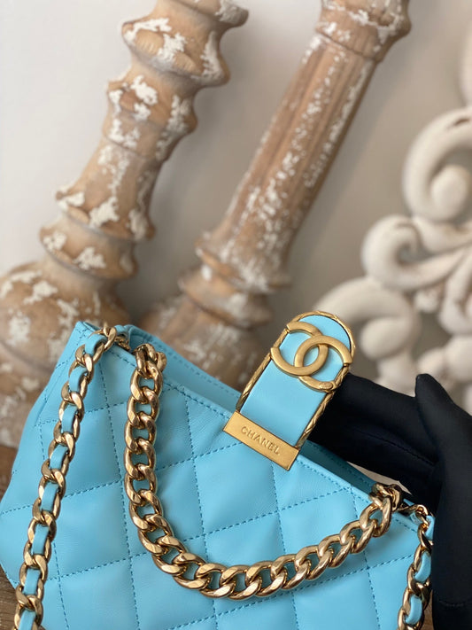 CHL - Small Hobo Bag Gold Hardware Blue For Women Handbags, Shoulder Bags 7.5in/19cm